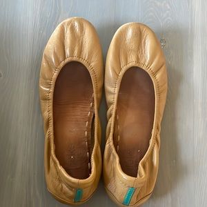 Tieks, worn, leather shoes, camel color, size 7